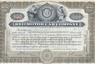 REO Motor Car Company stock certificate - olive 