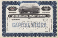 United Electric Railways  stock certificate c1919 (Rhode Island) 