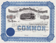 Fairmont and Northern Traction stock certificate 1907 (West Virginia) 