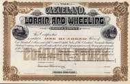Cleveland Lorain and Wheeling Railway stock certificate c1901 (Ohio) 