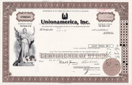 Unionamerica Inc stock certificate 1975 (California)