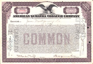 American Sumatra Tobacco stock certificate 1922 (Georgia)