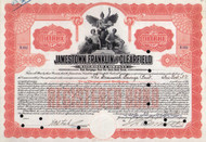 Jamestown, Franklin, and Clearfield Railroad $10,000 gold bond 1926 (Pennsylvania - Ohio)
