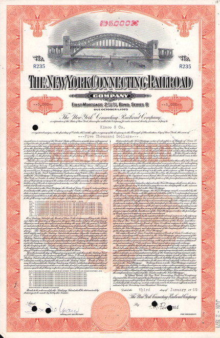 New York Connecting Railroad bond 1969 (New York)