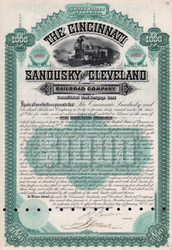 Cincinnati Sandusky and Cleveland Railroad $1000 bond 1888 (Ohio)