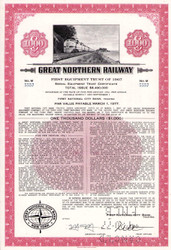 Great Northern Railway $1000 bond 1967 (Minnesota) red