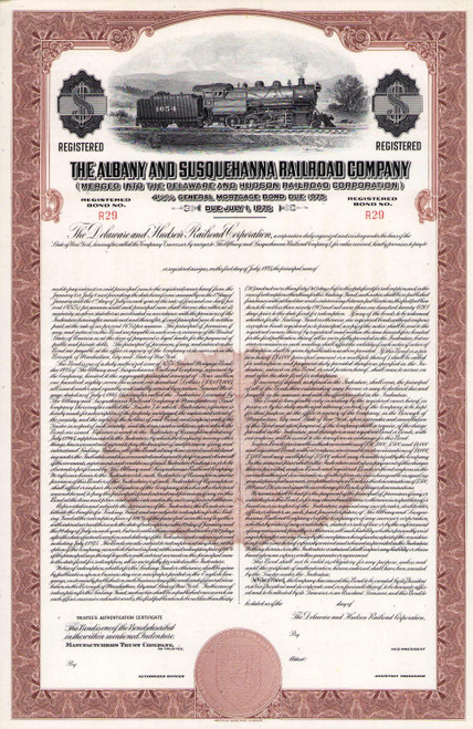Albany and Susquehanna Railroad bond 1945 (New York)