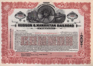 Hudson & Manhattan Railroad stock certificate c1908 (New York) - rust color 