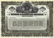 Hudson & Manhattan Railroad stock certificate c1908 (New York) - olive color 