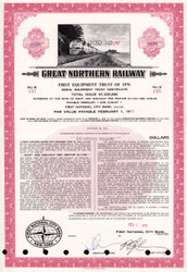 Great Northern Railway bond certificate 1970s (Minnesota)