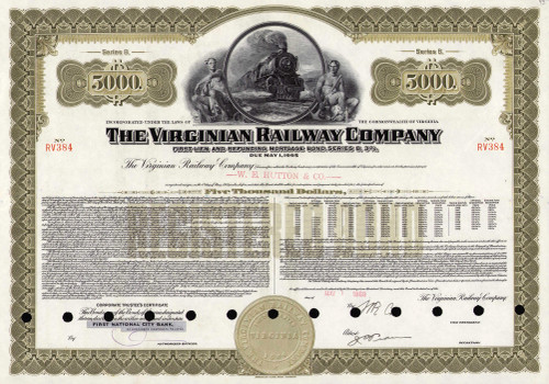Virginian Railway $5000 bond 1969 (Virginia) - olive 