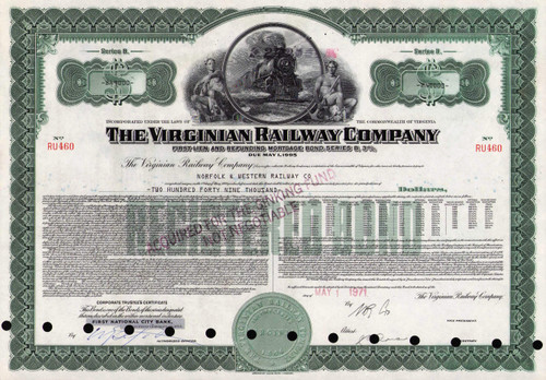 Virginian Railway bond 1971 (Virginia) - green