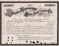 Atlantic Mississippi and Ohio Railroad stock certificate 1879 (Virginia) - signed William Mahone