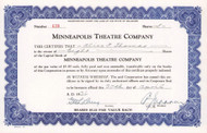 Minneapolis Theatre Company stock certificate 1936 (Minnesota)