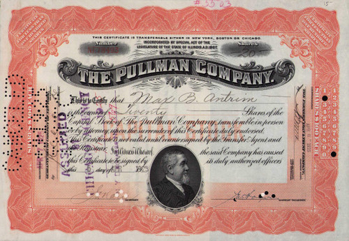 Pullman Company stock certificate 1925 (Illinois)