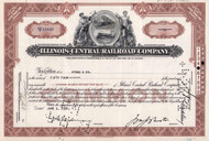 Illinois Central Railroad stock certificate 1958 (Illinois) brown