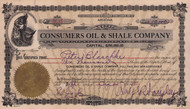 Consumers Oil & Shale Company stock certificate 1918 (Arizona)