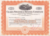 Clara-Swansea Mining Company stock certificate 1926 (Nevada)