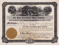 Oro Belle Consolidated Mines Company stock certificate 1917 (Nevada - California)