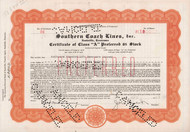 Southern Coach Lines stock certificate 1943 (Tennessee) - regional bus lines