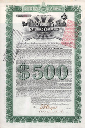 Toledo Fremont & Norwalk $500 gold bond certificate 1900 (Ohio)