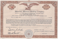 Hannibal Missouri Bottling Company stock certificate