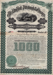 New York Pittsburgh and Chicago Railway $1000 bond certificate 1881 (PA and OH)