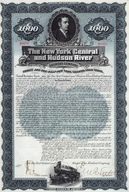 New York Central and Hudson River Railroad $1000 gold bond 1897 (New York)