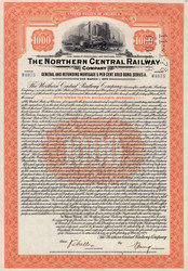 Northern Central Railway $1000 gold bond certificate 1924 (Pennsylvania and Maryland)