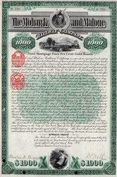 Mohawk and Malone Railway $1000 gold bond 1892 (New York)