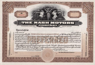 Nash Motors Company stock certificate c1919 (Wisconsin) - brown