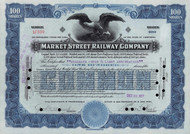 Market Street Railway stock certificate 1927 (California) - San Francisco streetcars