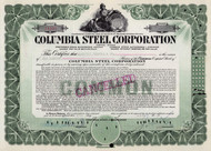 Columbia Steel Corporation stock certificate 1920s (California) 