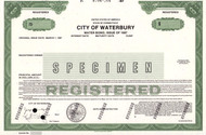 City of Waterbury bond certificate specimen c1987 (Connecticut) - Water Bond