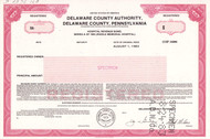 Delaware County Pennsylvania hospital bond certificate specimen c1983 (Philly metro) - red