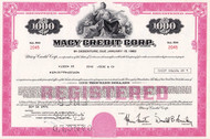 Macy's Credit Corp $1000 bond certificate 1975 (Delaware) - red border