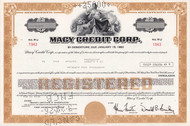 Macy's Credit Corp bond certificate 1974 (Delaware) - gold border