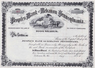 Peoples Bank of Lebanon Pennsylvania stock certificate c1888 (Pennsylvania)