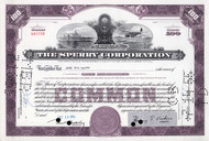 Sperry Corporation stock certificate 1950s (Delaware) lavender 100 shares