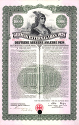 German External Loan 1924 (Dawes-Loan), $1000 Gold Bond