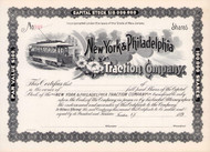 New York & Philadelphia Traction Company stock certificate c1894 (New Jersey)