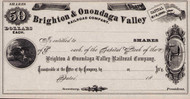 Brighton & Onondaga Valley Railroad Company stock certificate c1869 (Syracuse NY)