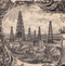 Cushing-Garber Oil & Refining Company stock certificate 1919 (Arizona) - main vignette of oil wells Cushing-Garber Oil & Refining Company stock certificate 1919 (Arizona) - main vignette of oil wells