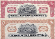 General Motors 1950s stock certificates set of 2 colors