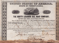 North Lebanon Railroad Company $500 bond certificate 1854 (Pennsylvania)