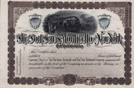 Port Jervis, Monticello, and New York Railroad Company certificate c1887 (New York} - brown