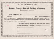Bureau County Mineral Railway Company stock certificate c1904 (Illinois) 