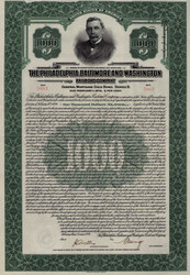 Philadelphia Baltimore and Washington Railroad $1,000 bond 1924 (Pennsylvania)
