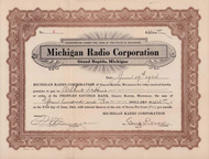 Michigan Radio Corporation stock-sized bond certificate 1924 (Grand Rapids MI) - cert #4