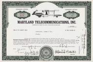 Maryland Telecommunications stock certificate 1966 - made tv cameras and monitors